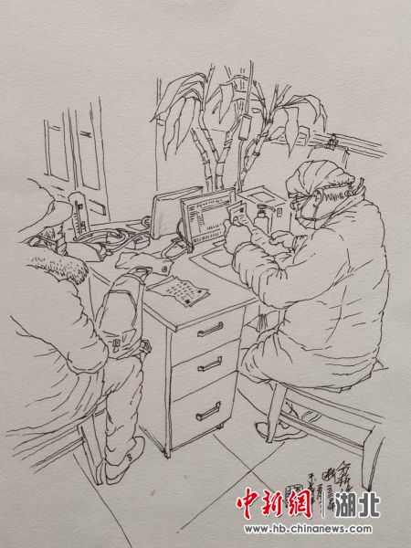 咸丰一党员用速写记录抗"疫"
